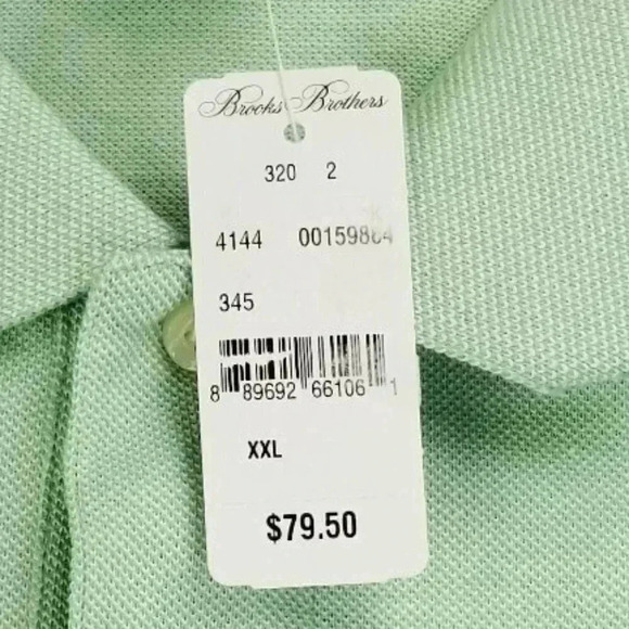 Brooks Brothers Slim Fit Size 2XL Embroidered Logo Green Cotton Performance Polo - Picture 10 of 10